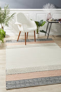 Esha Textured Woven Rug White Peach