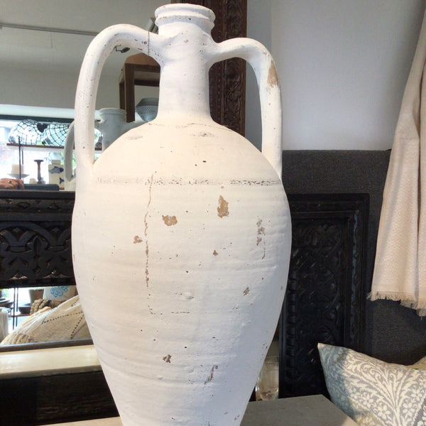 White Turkish Amphora Pot Tall