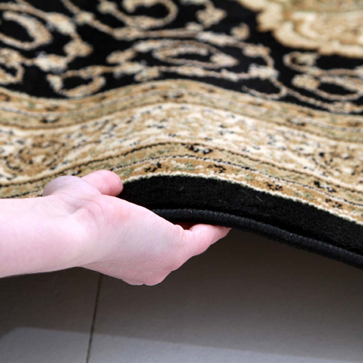 Istanbul Medallion Classic Pattern Runner Rug Black