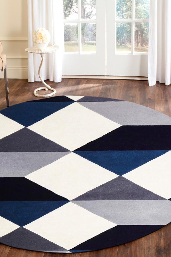 Matrix Pure Wool Steel Round Rug