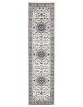Sydney Medallion Runner White With Beige Border Runner Rug