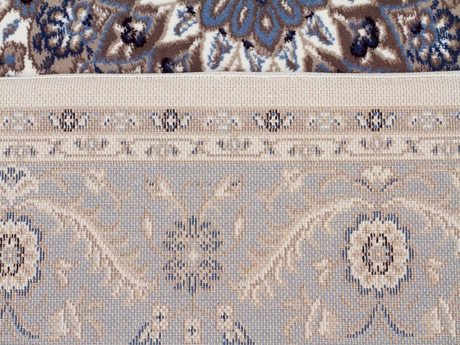 Sydney Medallion Runner White With Blue Border Runner Rug