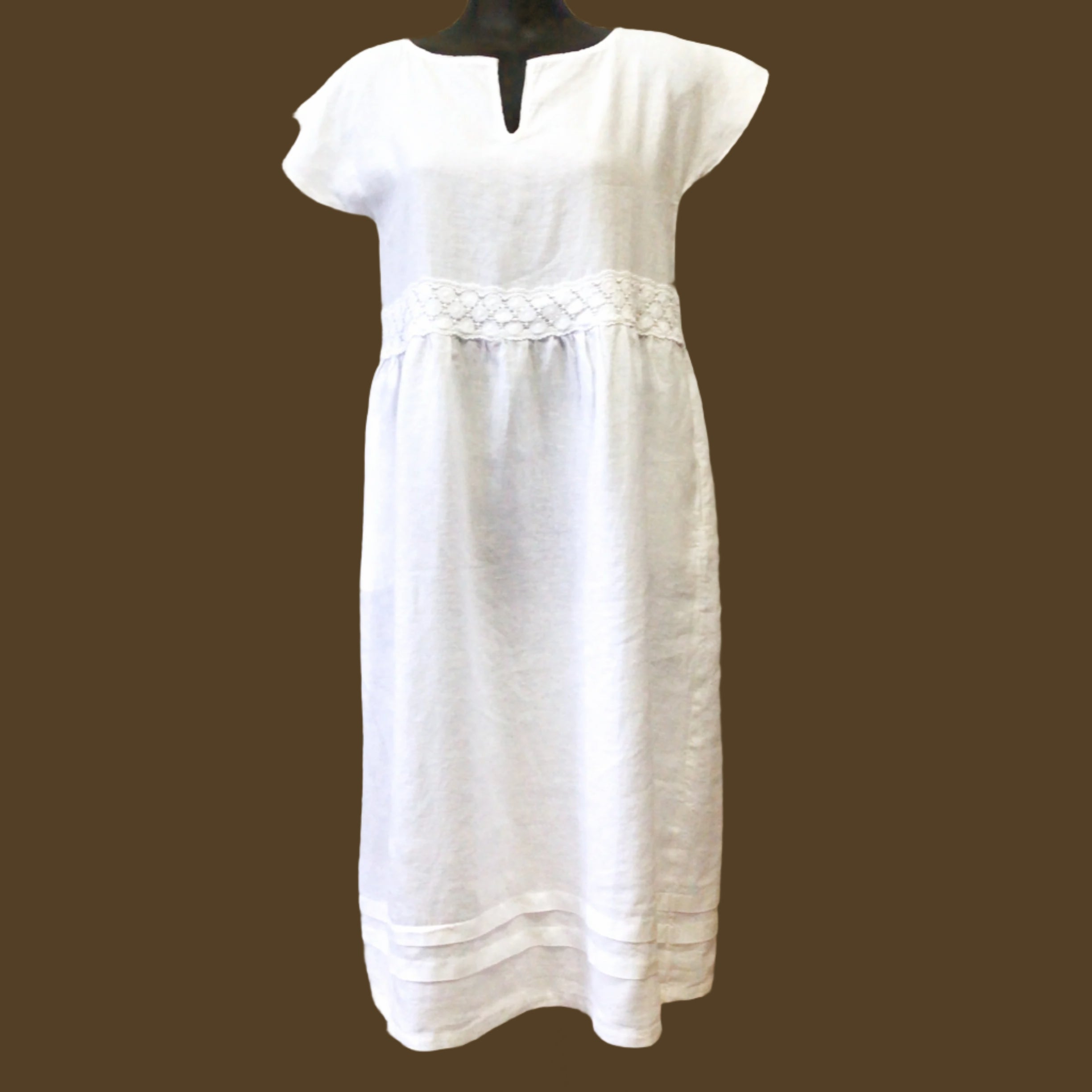 Linen Lace Trim Dress