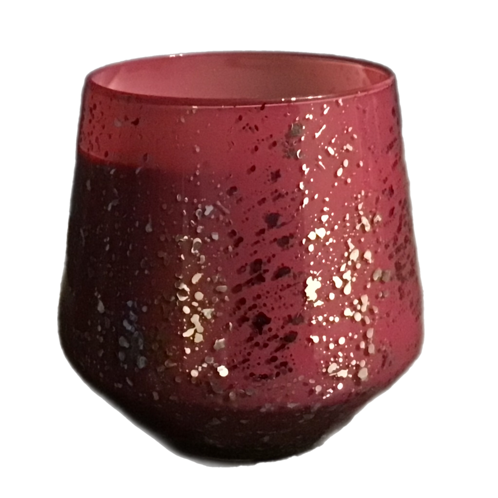 Rawluxe Candle Hand Blown Italian Glass in Fuchsia/Silver speckle