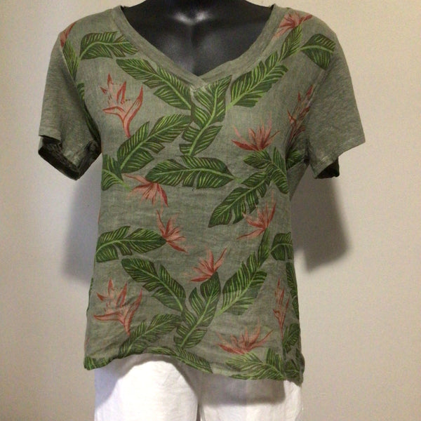 Printed Linen Long T Shirt