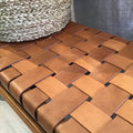 Teak Bench Leather Seat